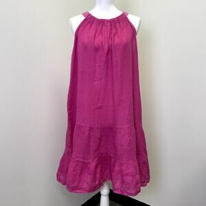 Bellambra Pink Italian Linen A-line Halter Dress M